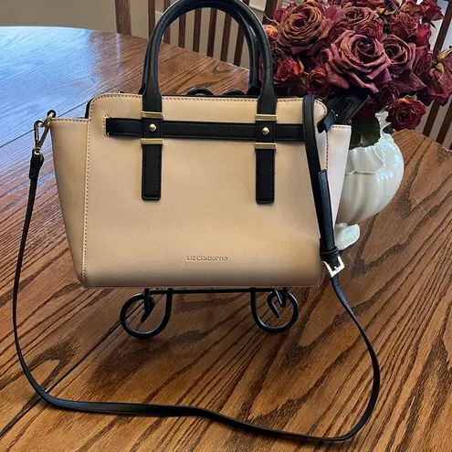 Liz Claiborne  Purse Mini Tuxedo Tote Bag Cream Black Shoulder Satchel