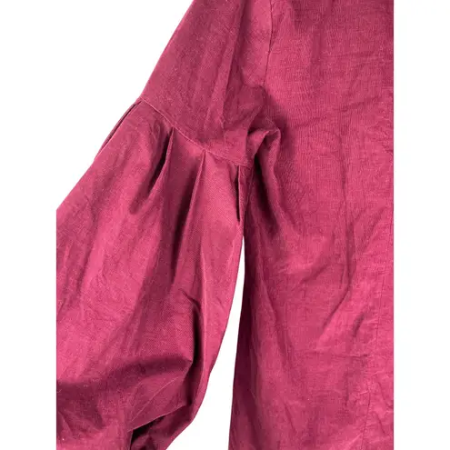 Anna Sammarone Made With Measure 1421 Wine Ballon Sleeve Midi Dress Size Medium Purple