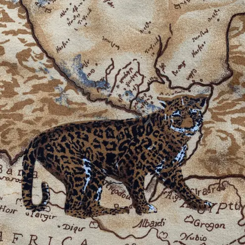 Vintage 90s North Crest Shirt Tan Sleeveless African Map Animal Print Plus 2X