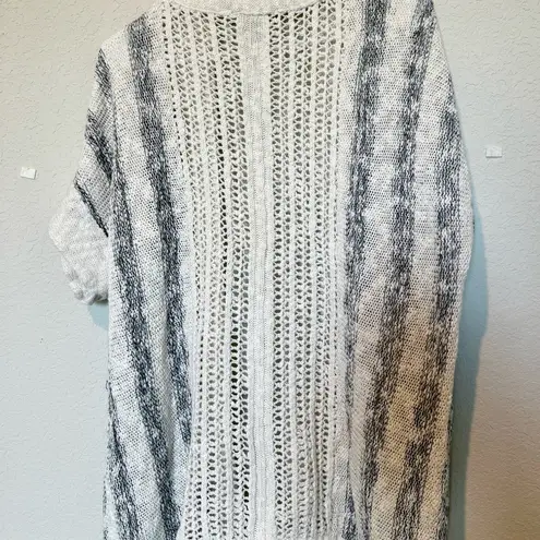 Natural Reflections Cream and Gray Cardigan Sweater 100% cotton Medium