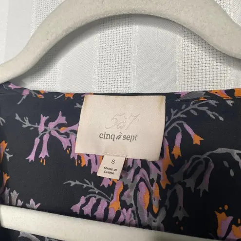 Cinq à Sept Cinq a Sept Snapdragon Keira Silk Floral V-Neck Blouse Short Sleeve Small Top