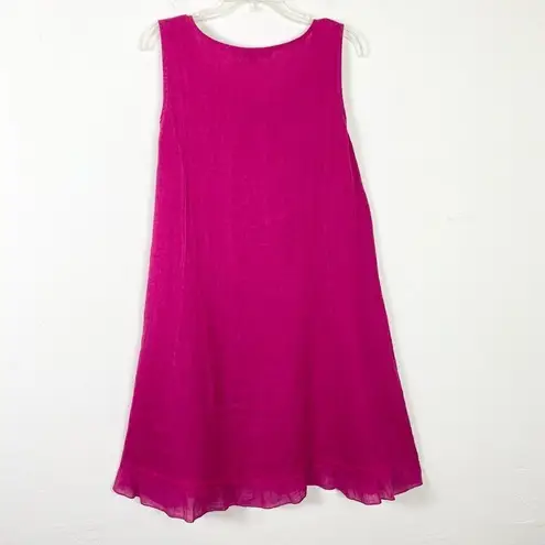 Allegra Masetti Firenze Fuchsia Pink Soft Linen Knee Length Summer Shift Dress S