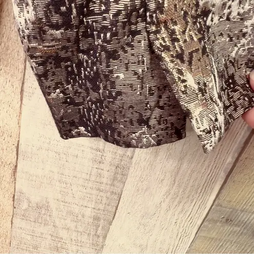 Natori Small Metallic Jacquard Lined Long Sleeve Open Front Jacket Faux …