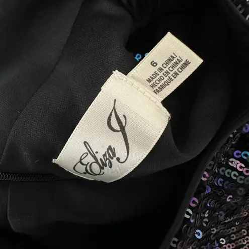 Eliza J Sequined Feather Hem Mini Dress Party Glam Mockneck Sleeveless US 6 NWT