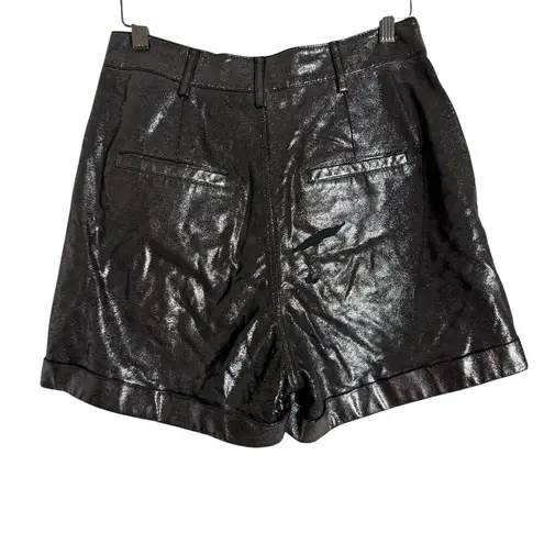 Ba&sh Elric Silver Metallic Leather Mid Rise Shorts Size Small