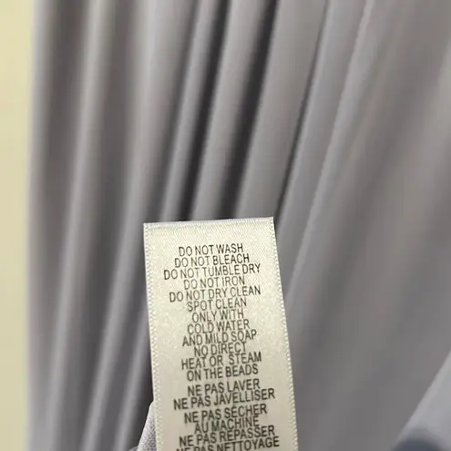 Adrianna Papell  4 silver short sleeve lace stretch tule gown wedding bridesmaids