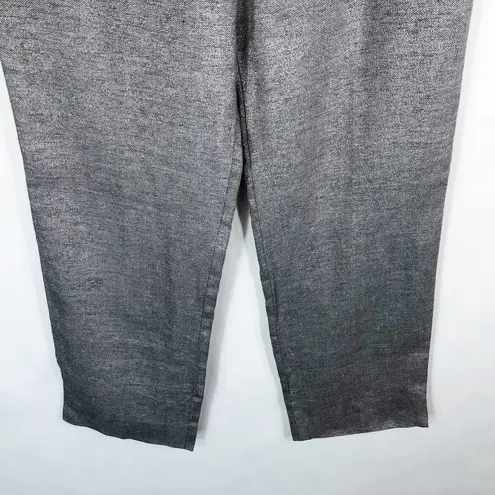 Talbots  Size 8 Pants Linen Silver Sparkly Metallic Cropped Capri Trousers 270