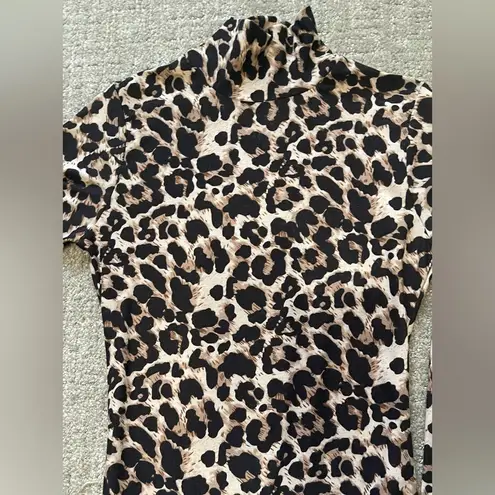 Chic Brown and Black Animal Print Bodysuit with Long Sleeves