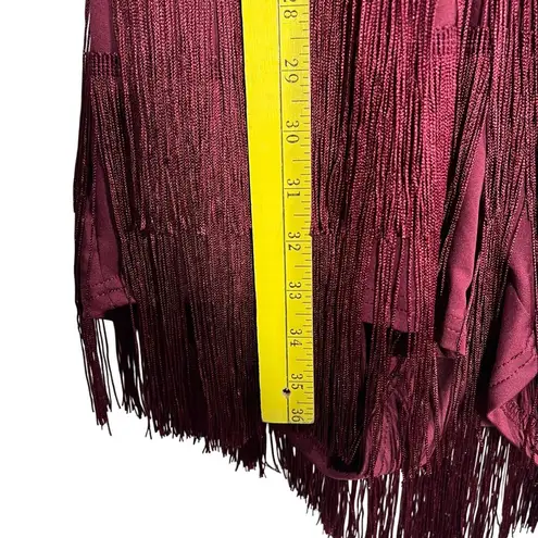 TikTok Shop Women’s Tassel Tie Back Deep V Neck BodyCon Romper Burgundy Size XL Red