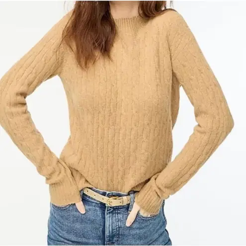 J.Crew extra soft camel cableknit mock neck sweater xs Tan