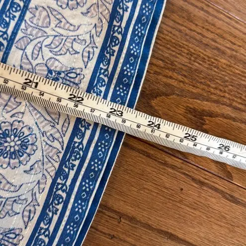 J.Crew Point Sur white and blue tassel the printed blouse small