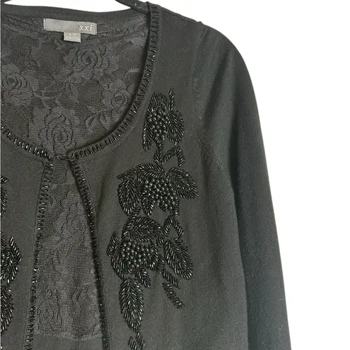 Forever 21 Vintage Y2K  Beaded Cardigan Sweater Preppy WhimsiGoth Black Size S