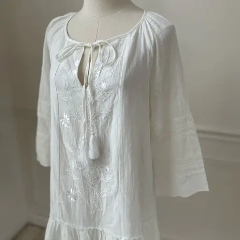 Sundance Cottagecore Southwestern Prairie Aline Shift Dress Western Boho S White