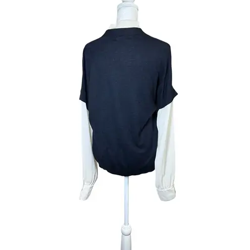 La Fee Verte Elsie Bowtie Sweater Cashmere Blend Layered Black Classic Prep Sz M Size M