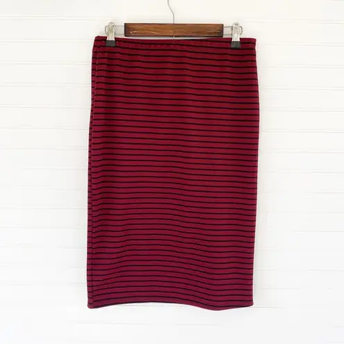 Say Anything  Burgundy Striped Pencil Skirt