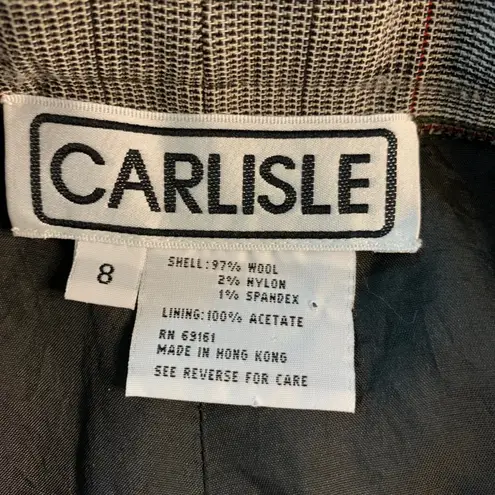 Carlisle VTG Plaid Wool Blend Retro Trouser 8 Gray Red Classic Career Pants READ - Image 3