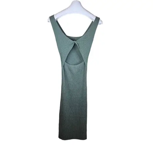 Anthropologie Amadi Women's Knit Maxi Dress Sage Green Size Small Open Back