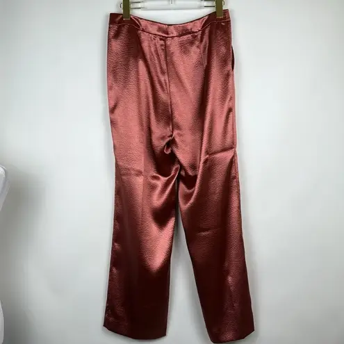 Cinq a Sept Karis Embossed Satin Trousers Pants in Copper Size 8 Pink
