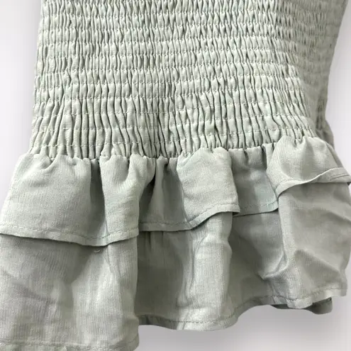 Mable L Pastel Green Mini Dress Badale Smocked Ruffles Satin Coquette Feminine Size L