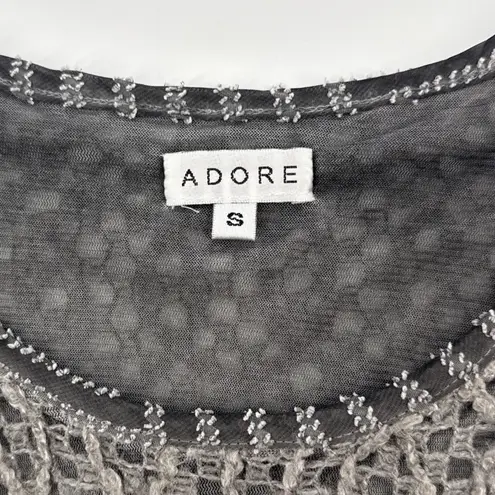 ADORE Ombre Knit Tunic Top Small Gray Blue Layered Long Sleeve Boho Lagenlook