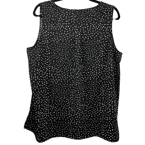 Lord and Taylor Polka Dot Blouse Black Size 1X Sleeveless Loose Fit V-Neck Top
