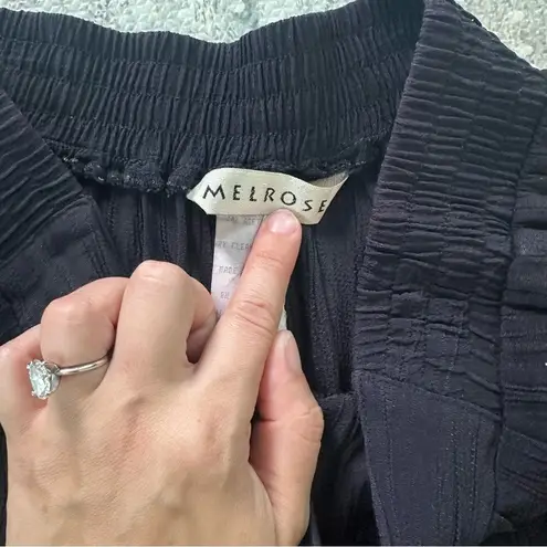 Melrose Vintage Womens Navy Pull On Elastic Waist Dress Pliss Office Pants Sz 10 Blue