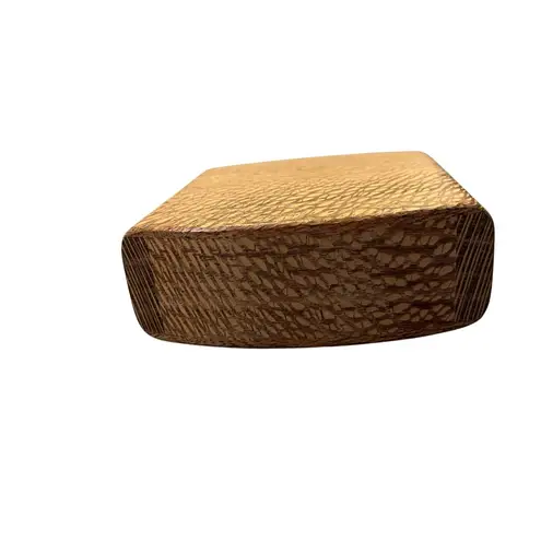 Handmade Wooden Purse Small Box Bag Rubber Handle Artisan Unique Used Brown