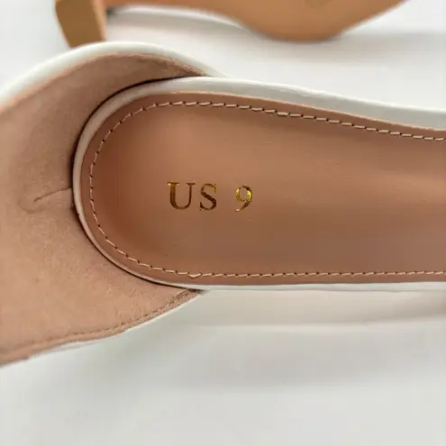 Allegra K Heels Womens 9 Cream Glitter Ankle Strap Heels Party Dress Shoes