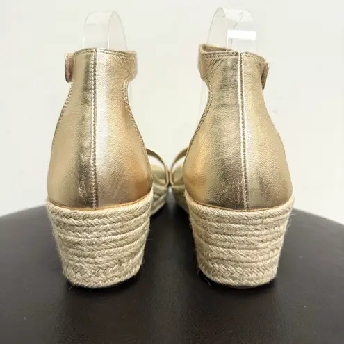 ABEO Light Metallic Gold Metatarsal Riviera Ankle Wedge Espadrille Sandal 7 Neut