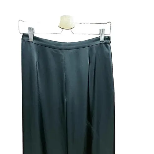 St. John Caviar Black Silky Wide-Leg Trouser Pants Size 4