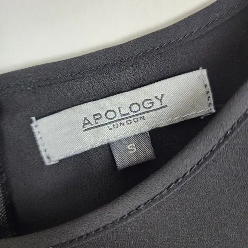 Apology London Black Top Blouse Back Gold Zip High