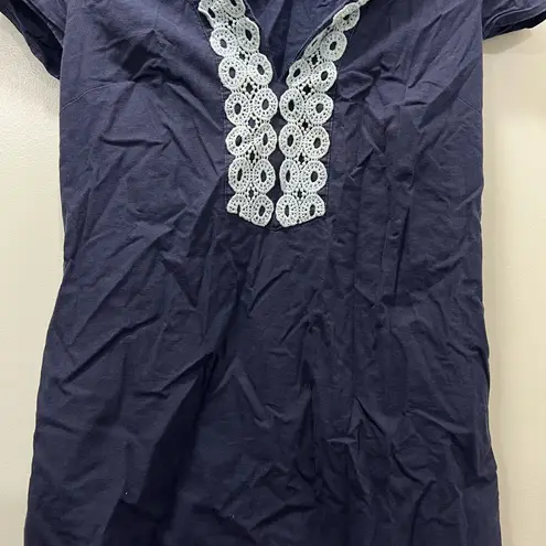 Sail To Sable Blue Linen Short Sleeve Tunic Dress Size XS $198