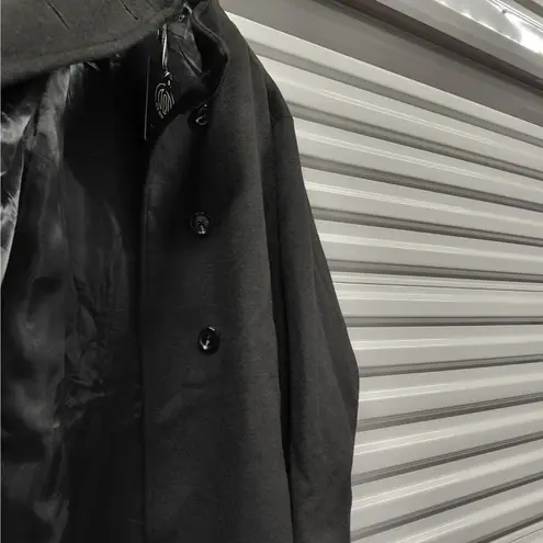 Bernardo Black Wool Blend Long Coat Women’s Large Classic Button Front Overcoat