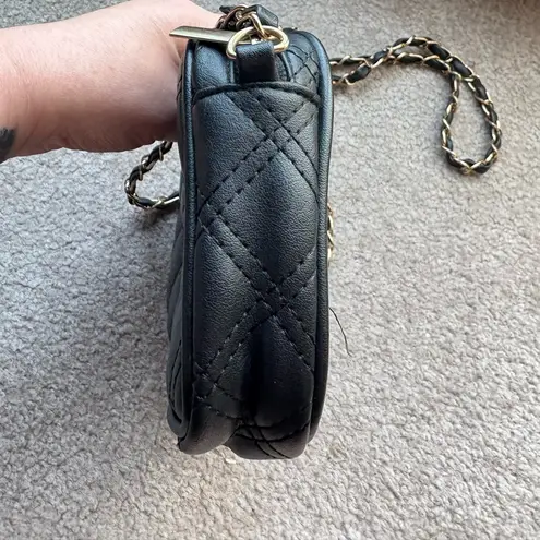 Gina Concepts Small Black Quilted Crossbody Purse With Chain Strap