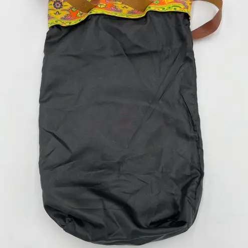 Shoulder Bag Retro Print Tote Faux Leather Handle Paisley Psychedelic Neon Green