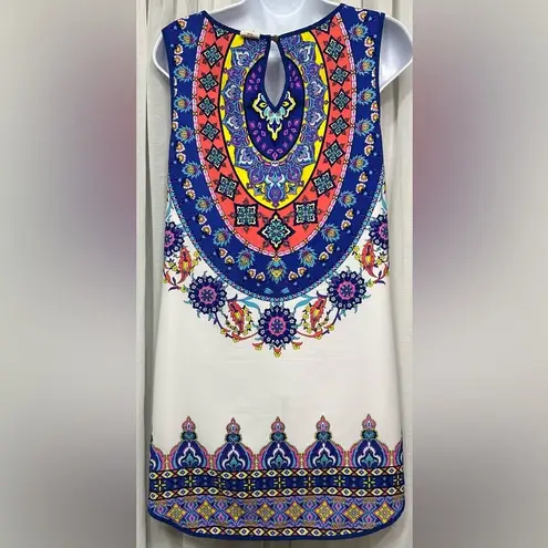 Pink Owl Anthropologie Boho Medallion Pattern Sleeveless Shift Dress Size Small