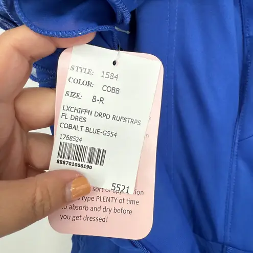 After Six Dramatic Ruffle Edge Strap Chiffon Maxi Dress In Cobalt Blue Size 8