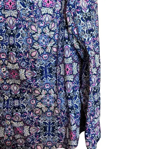 kim rogers  Top Womens 1X Multicolor Paisley Boho Cotton Button Up Shirt Blouse