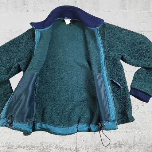 90s Vintage LL Bean Green Full Zip USA Made Pile Fleece Sherpa Jacket Size Small