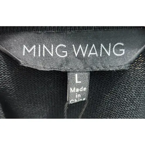 Ming Wang Black White Gray Geometric Print Knit Midi Dress Size L - Image 5