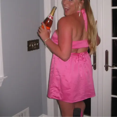 MORE TO COME Kristen Halter Mini Dress in Pink Size XL