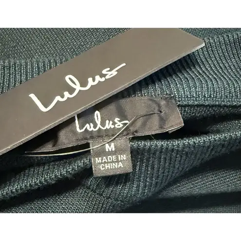 Lulus  NWT Sweater Dress Sz MED Rhapsodize Emerald Green Balloon Sleeve Bodycon