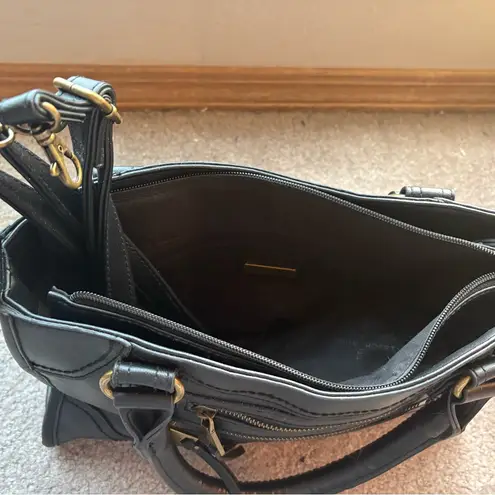 Rosetti Black Faux Leather Satchel Bag Crossbody