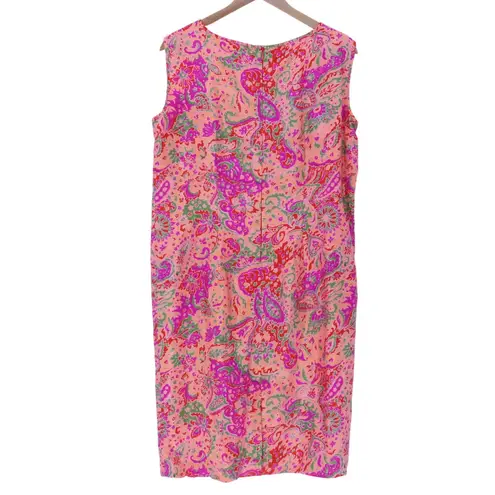 Vintage 60s‎ Handmade Paisley Sheath Dress Womens Pink Mod Psychedelic Size 12