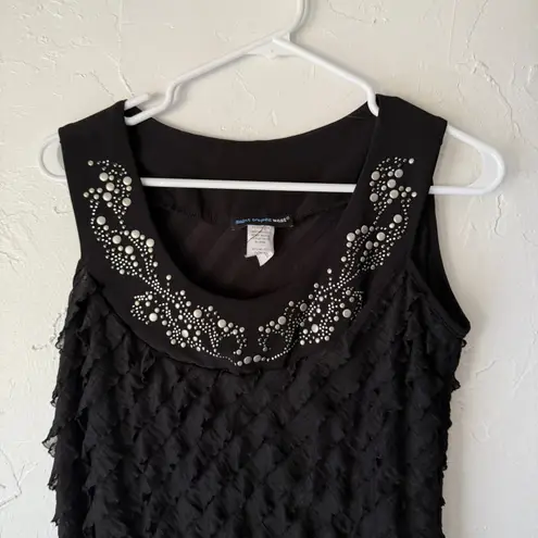Saint Tropez West Black Textured Tank M Y2K Grunge Studded Going Out Top Size M