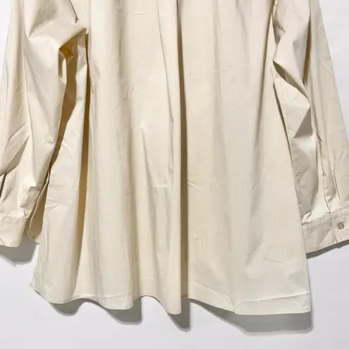 Denim & Co New Button Side High Low Hem Long Sleeve Shirt Stone Khaki Size 3X