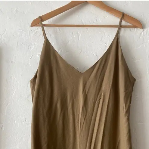 OZMA Silk Noil Slip Dress in Olive size Large Green