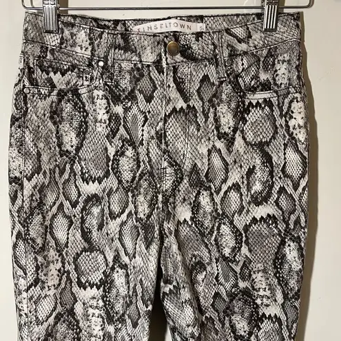 Tinseltown Women's Snake Print Pants High Rise Stretch Skinny Slim Leg Gray Sz 5