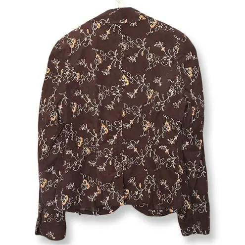 Good Clothes Brown Corduroy Floral Embroidered Blazer