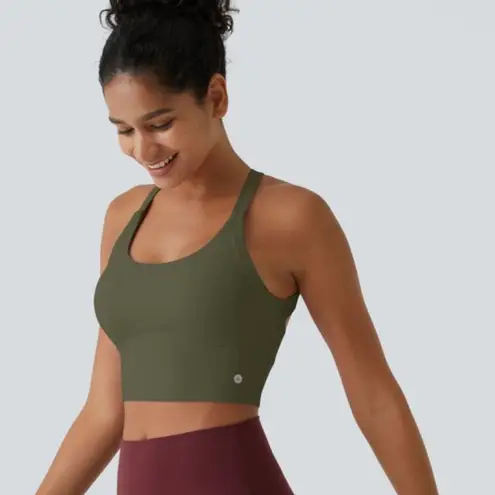 Halara SoftlyZero™ Plush Cut Out Cropped Yoga Tank Top Olive Green Size XS NWT